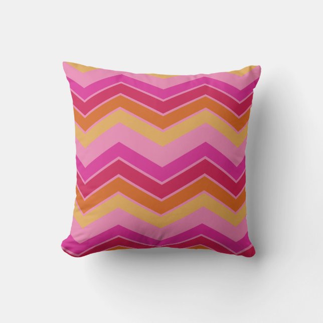 Modern Colourful Zigzag Chevron Pattern Girly  Throw Pillow (Front)