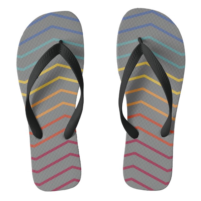 Modern Colourful Zigzag Pattern Flip Flops (Footbed)