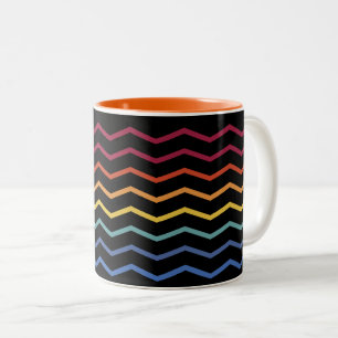 Modern Colourful Zigzag Pattern Two-Tone Coffee Mug