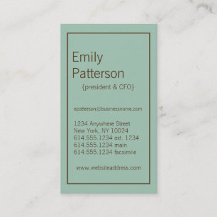 Modern Colours :: Seafoam & Brown Business Card