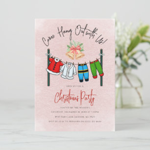 Modern 'Come Hang Out' Santa Claus Christmas Party Invitation