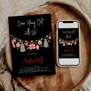 Modern 'Come Hang Out' Santa Claus Christmas Party Invitation