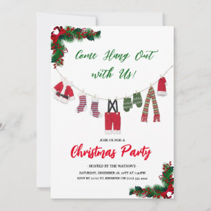 Modern 'Come Hang Out' Santa Claus Christmas Party Invitation