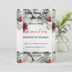 Modern 'Come Hang Out' Santa Claus Christmas Party Invitation