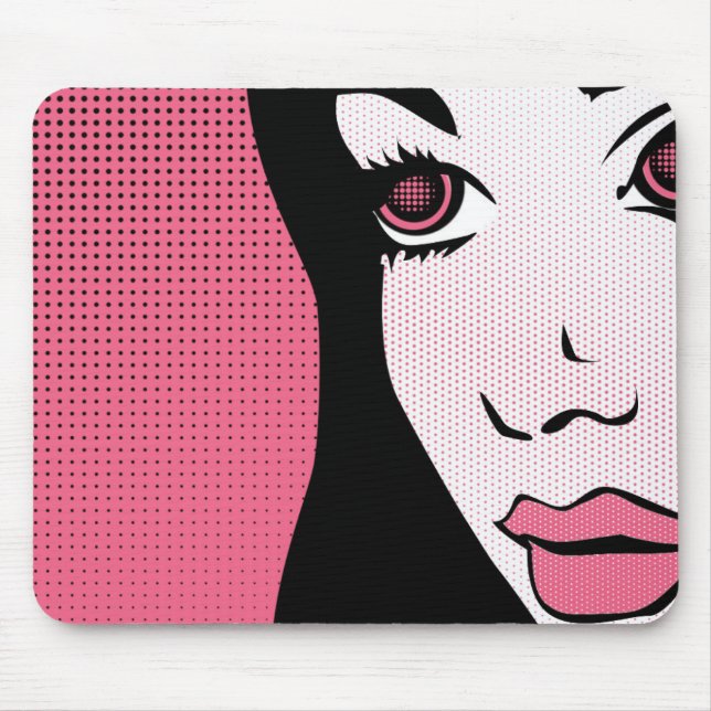 Modern Comic Book Pop Art of Woman's Face Mouse Pad (Front)