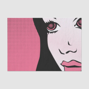 Modern Comic Book Pop Art of Woman's Face Tissue Paper