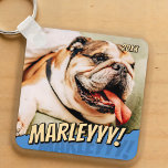 Modern Comic Simple Cool Custom Pet Photo Keychain<br><div class="desc">This simple and classic design is composed of serif typography and add a custom photo of your pet.</div>