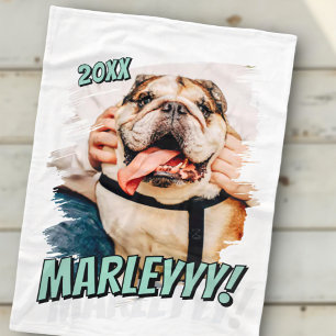 Modern Comic Simple Grunge Custom Pet Photo Fleece Blanket