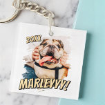 Modern Comic Simple Grunge Custom Pet Photo Keychain<br><div class="desc">This simple and classic design is composed of serif typography and add a custom photo of your pet.</div>