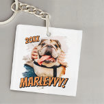Modern Comic Simple Grunge Custom Pet Photo Keychain<br><div class="desc">This simple and classic design is composed of serif typography and add a custom photo of your pet.</div>