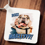Modern Comic Simple Grunge Custom Pet Photo Keychain<br><div class="desc">This simple and classic design is composed of serif typography and add a custom photo of your pet.</div>