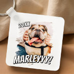 Modern Comic Simple Grunge Custom Pet Photo Keychain<br><div class="desc">This simple and classic design is composed of serif typography and add a custom photo of your pet.</div>