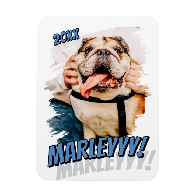 Modern Comic Simple Grunge Custom Pet Photo Magnet (Vertical)