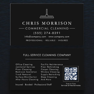 Modern Commercial Cleaning QR Code Business Card