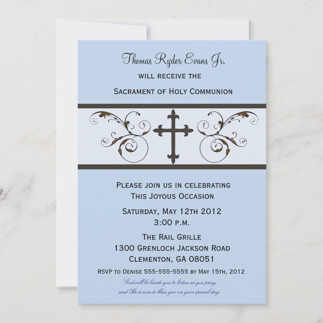 Modern Communion Invitations for Boys | Zazzle