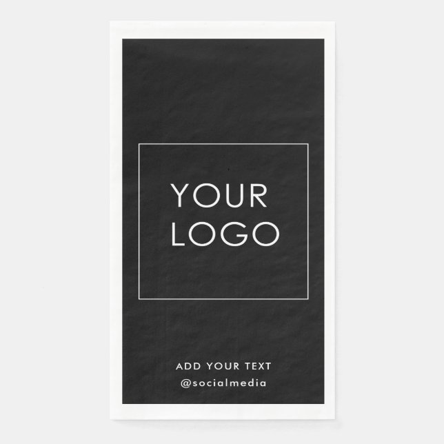 Modern Company Business Corporate Logo Black Napkin (Front)