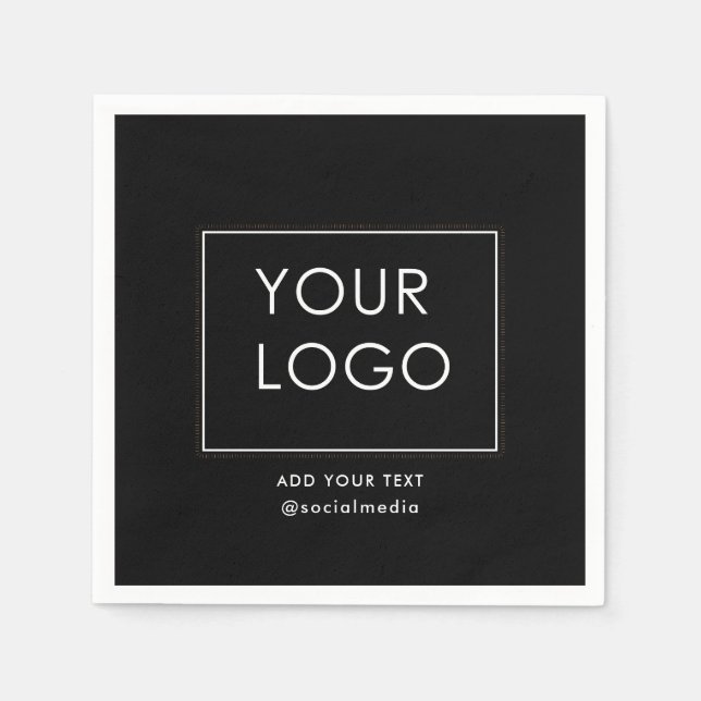 Modern Company Business Corporate Logo Black  Napkin (Front)