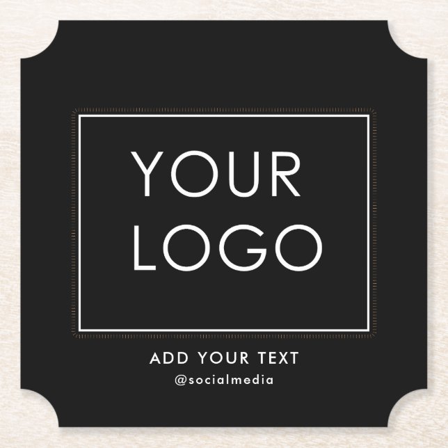 Modern Company Business Corporate Logo Black  Paper Coaster (Front)