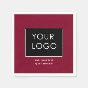 Modern Company Business Corporate Logo Burgundy Napkin