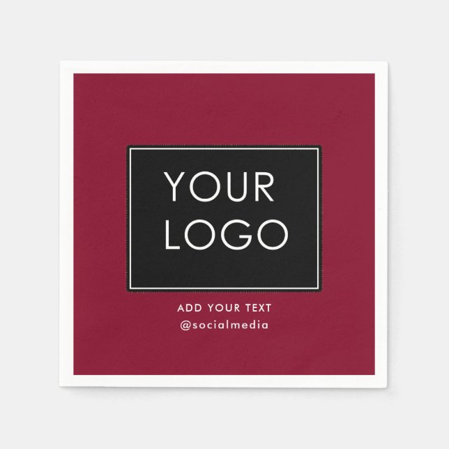 Modern Company Business Corporate Logo Burgundy Napkin (Front)
