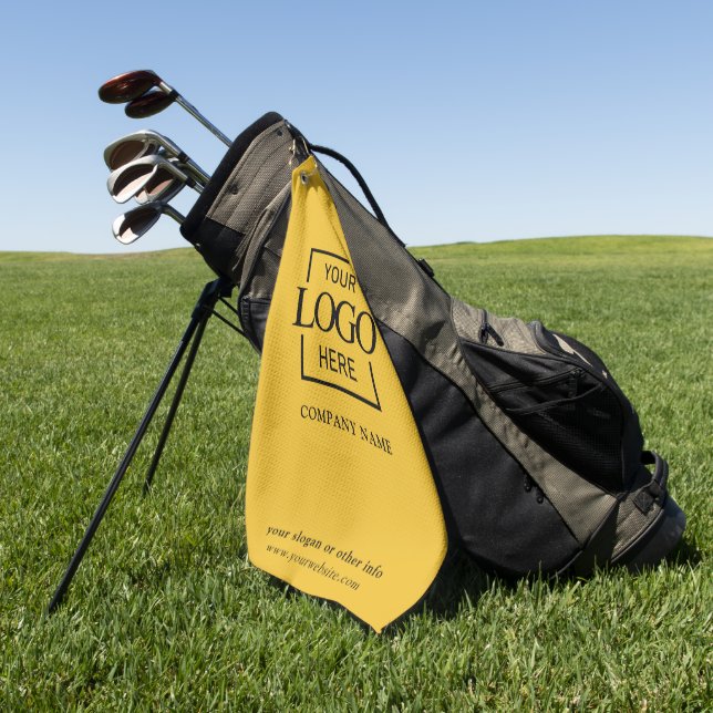 Modern Company Business Logo Yellow Branded  Golf Towel (Green)
