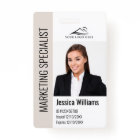 Modern Company Employee Photo Logo Name Beige ID