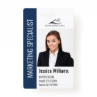 Modern Company Employee Photo Logo Name Blue ID