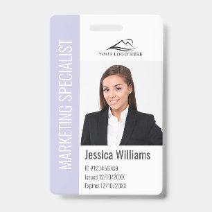 Modern Company Employee Photo Logo Name Lavender Badge