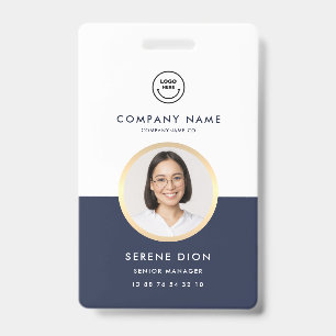 Modern Company ID Gold Employee Photo ID Navy  Badge
