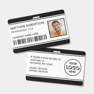 Modern Company Logo Employee Photo Black ID Badge
