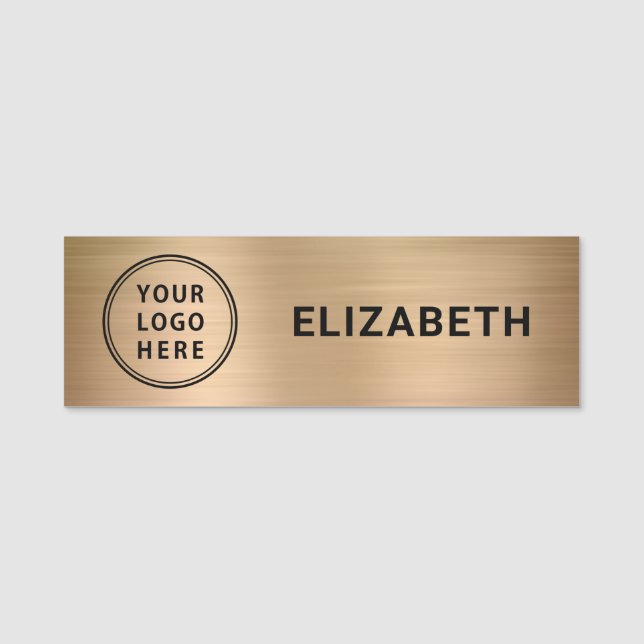 Modern Company Logo Gold Name Tag (Front)