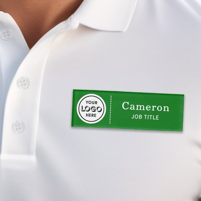 Modern Company Logo Green Employee Name Tag (Creator Uploaded)