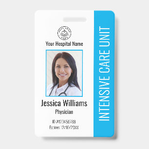 Modern Company Logo Photo Blue Employee ID Badge