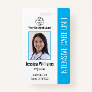 Modern Company Logo Photo Blue Employee ID Badge