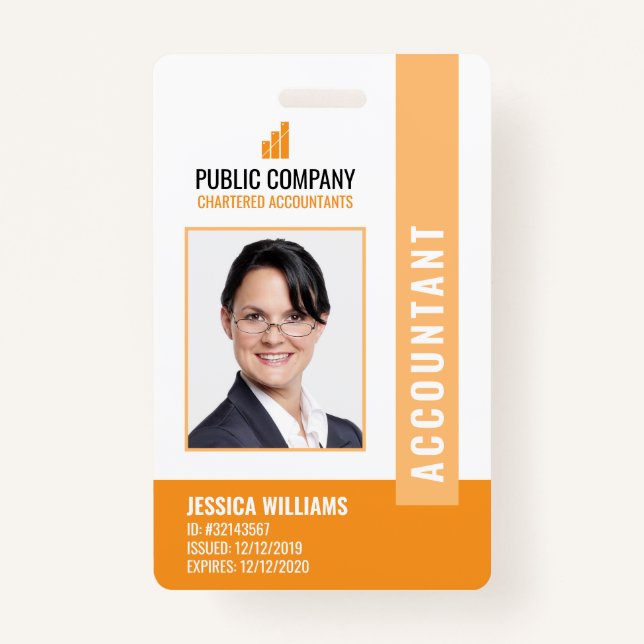 Modern Company Logo Photo Employee ID Badge (Front)