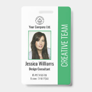 Modern Company Logo Photo Green Employee ID Badge