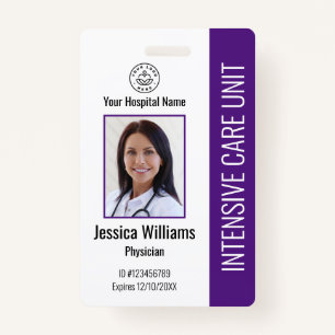 Modern Company Logo Photo Purple Employee ID Badge