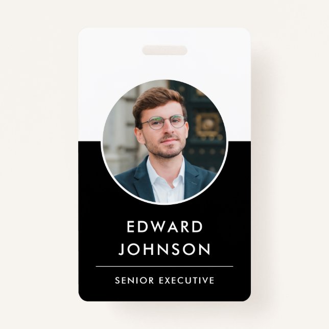 Modern Company Photo ID QR Code Card Employee Badge (Front)