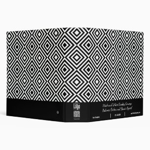 Modern Company Tagline Black & White Tile Pattern Binder