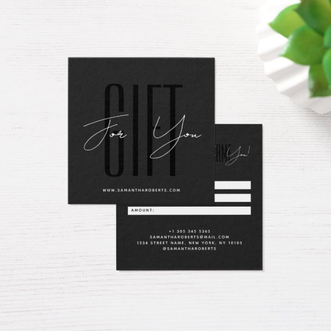 Modern company typography script black gift card (Desk)