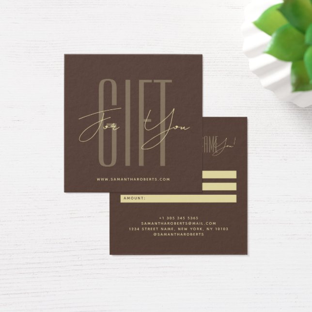 Modern company typography script brown gift card (Desk)