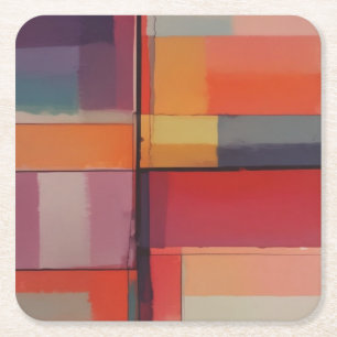 Modern Composition Abstract Artwork Square Paper Coaster