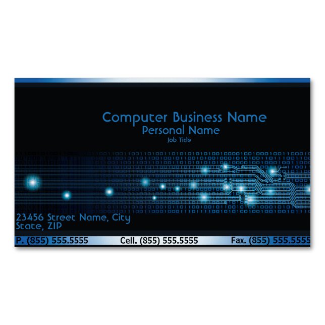 Modern Computer Business Magnetic Business Card (Front)