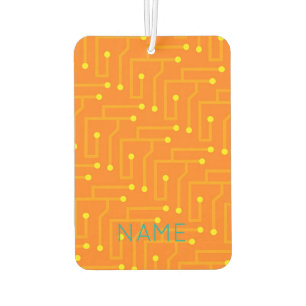 Modern Computer Circuit Board orange yellow NAME Air Freshener