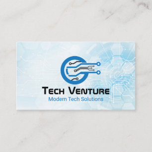 Modern Computer Science Tech Logo Business Card