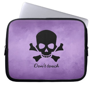 Modern Computer Sleeve, Don't Touch, Skull Design Laptop Sleeve