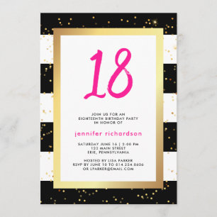 Modern Confetti   18th Birthday Party Invitation