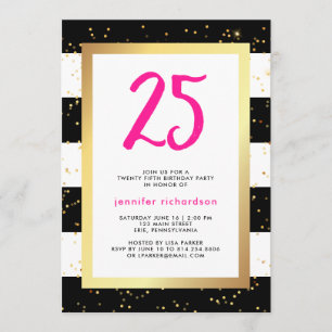 Modern Confetti 25th Birthday Party Invitation