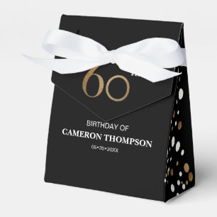 Modern confetti 60th birthday Gold Black Favor Box