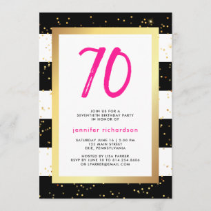 Modern Confetti   70th Birthday Party Invitation